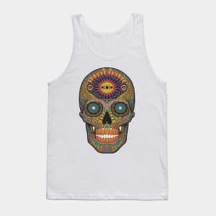 Psychedelic Skull Colourful Design Tank Top